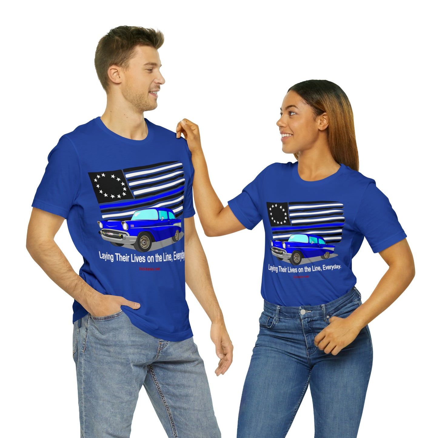 57 Blue Thin Blue Line - Tri5Autos T - Unisex Jersey Short Sleeve Tee