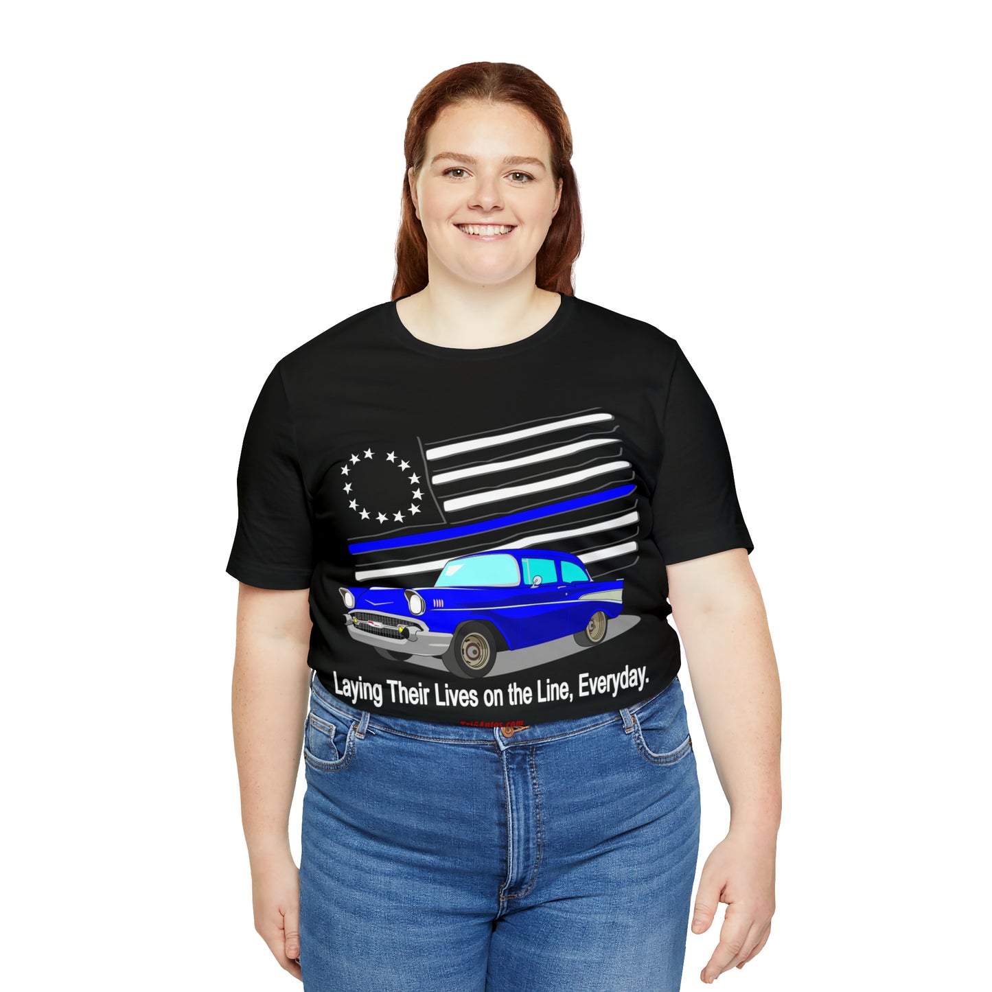 57 Blue Thin Blue Line - Tri5Autos T - Unisex Jersey Short Sleeve Tee