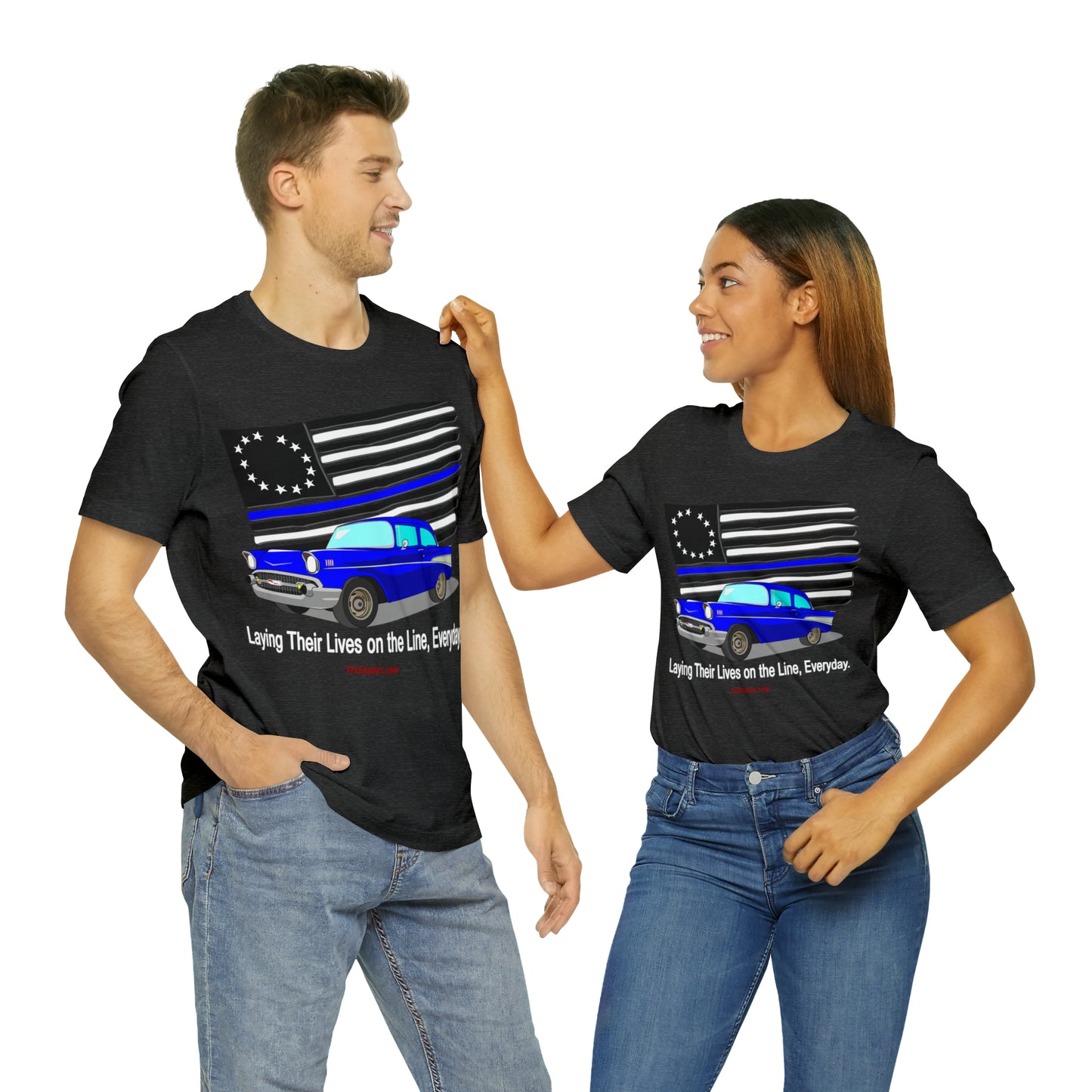 57 Blue Thin Blue Line - Tri5Autos T - Unisex Jersey Short Sleeve Tee