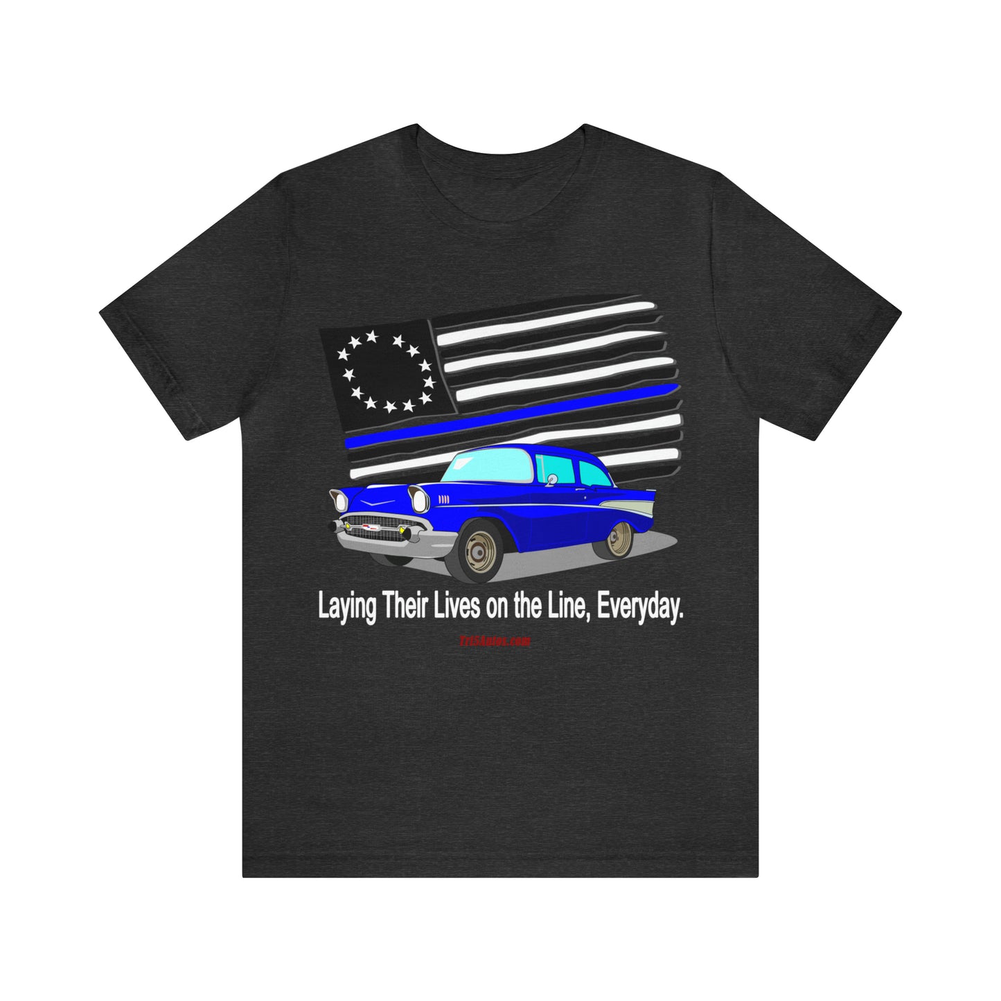 57 Blue Thin Blue Line - Tri5Autos T - Unisex Jersey Short Sleeve Tee