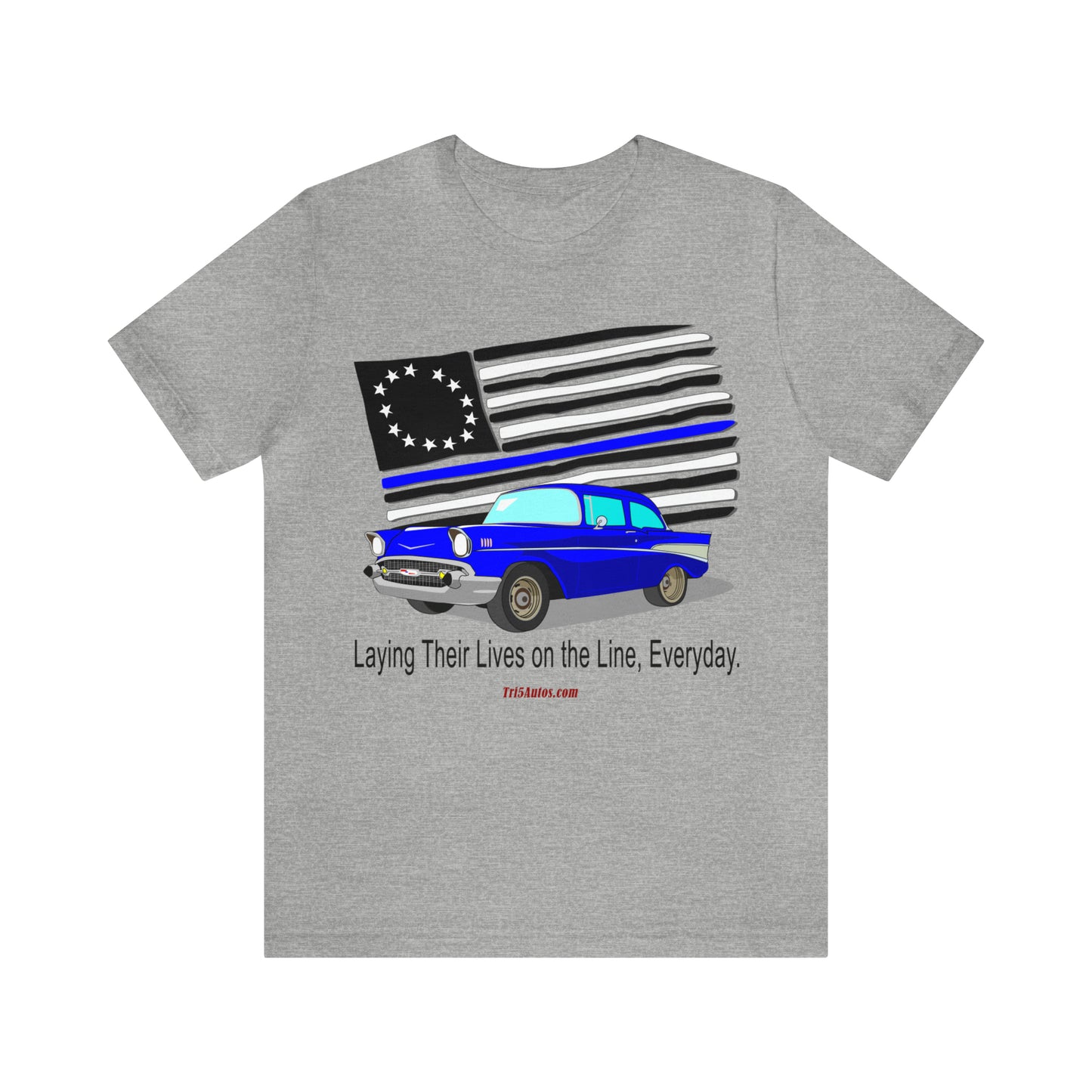 57 Blue Thin Blue Line - Tri5Autos T - Unisex Jersey Short Sleeve Tee