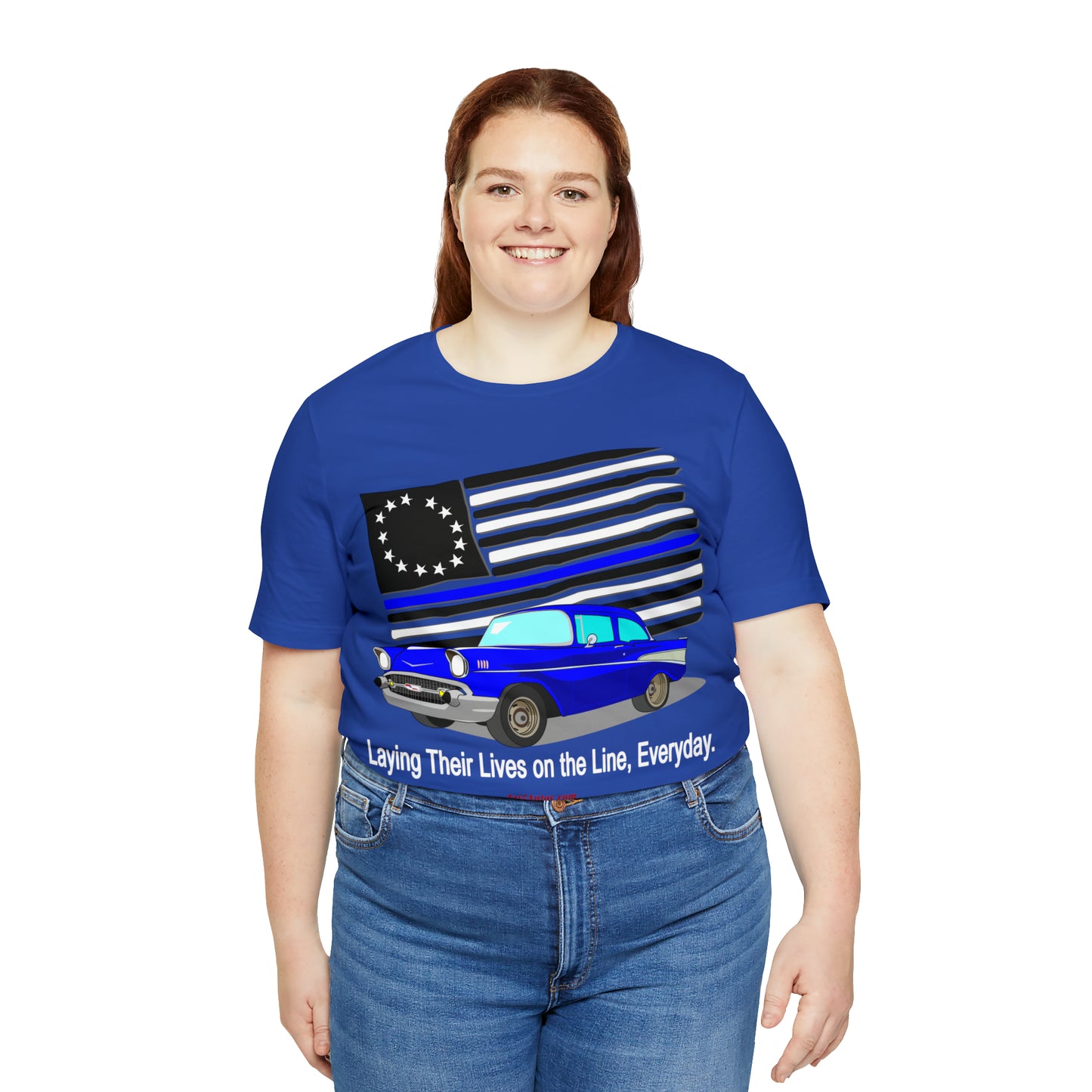 57 Blue Thin Blue Line - Tri5Autos T - Unisex Jersey Short Sleeve Tee