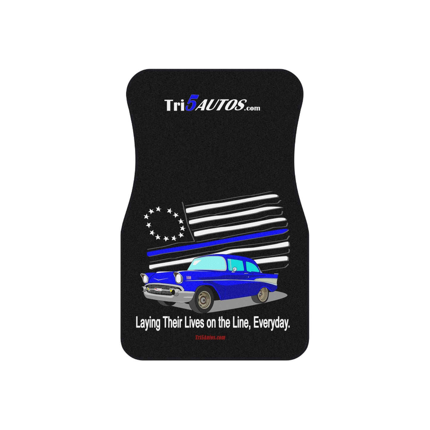 '57 Blue Thin Line - Blue Chev Car Mats (2x Front)