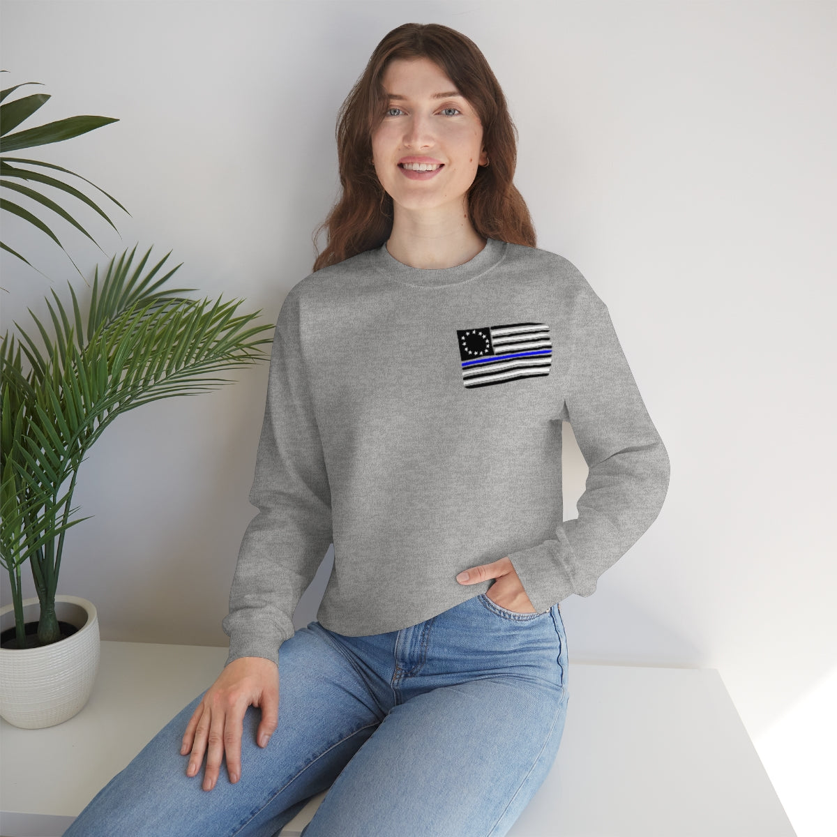 '57 Blue Bel Air - Peace Officers Thin Blue Line - Unisex Heavy Blend™ Crewneck Sweatshirt