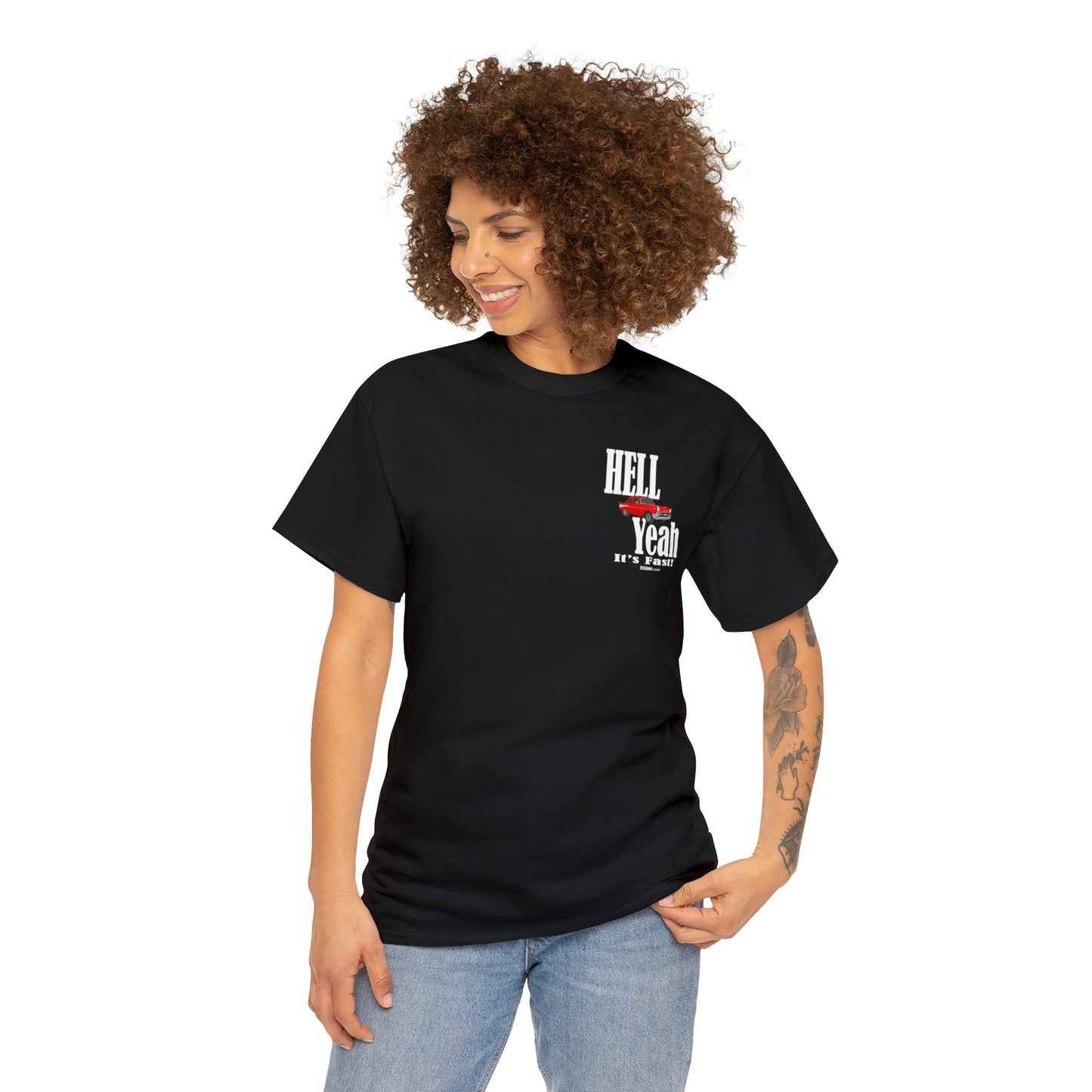 57 Chevy Hell Yeah its Fast - 2 sides - Unisex Heavy Cotton Tee