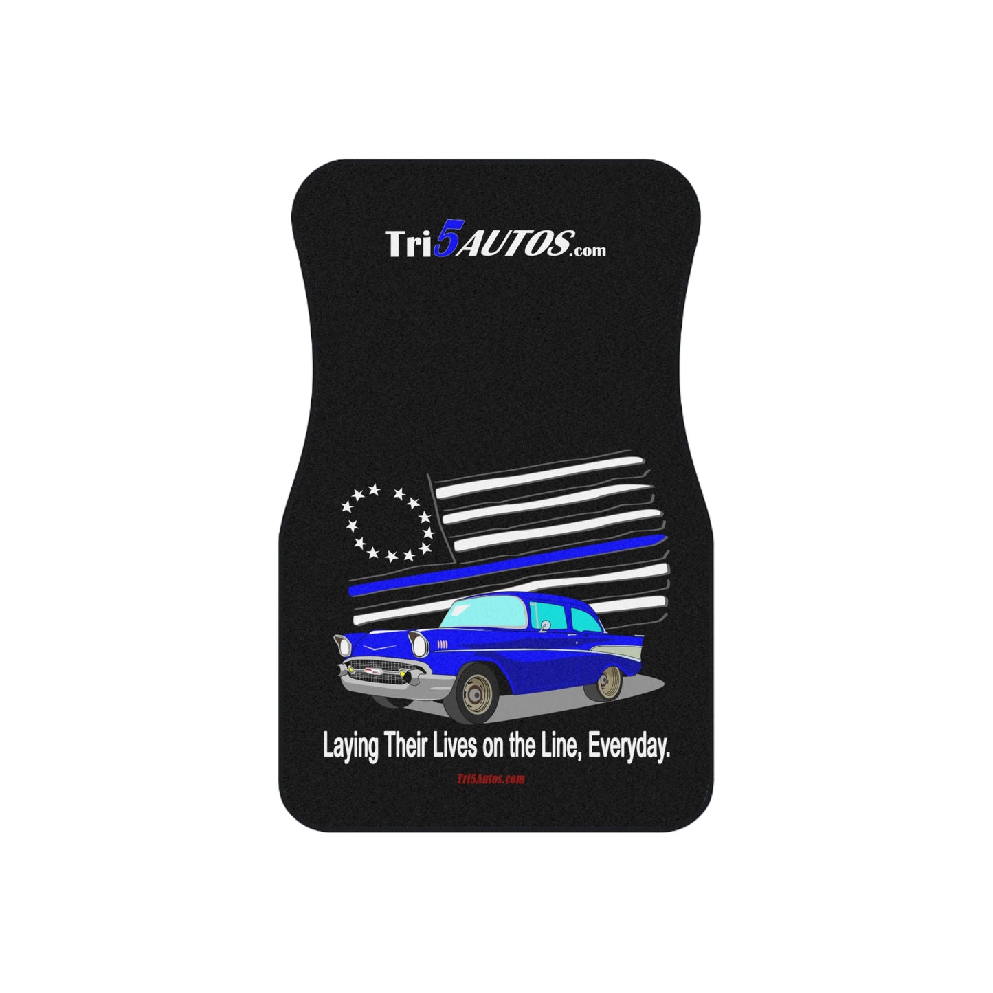 '57 Blue Thin Line - Blue Chev Car Mats (2x Front)