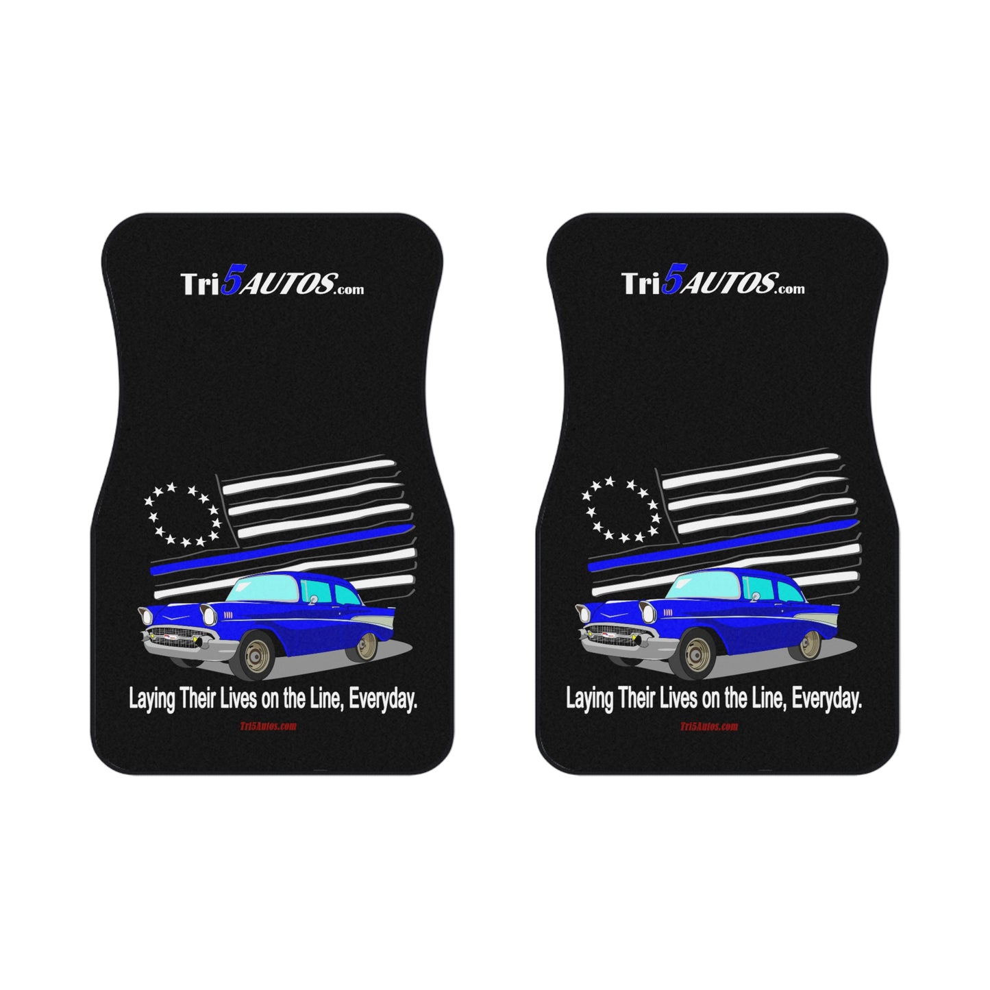 '57 Blue Thin Line - Blue Chev Car Mats (2x Front)