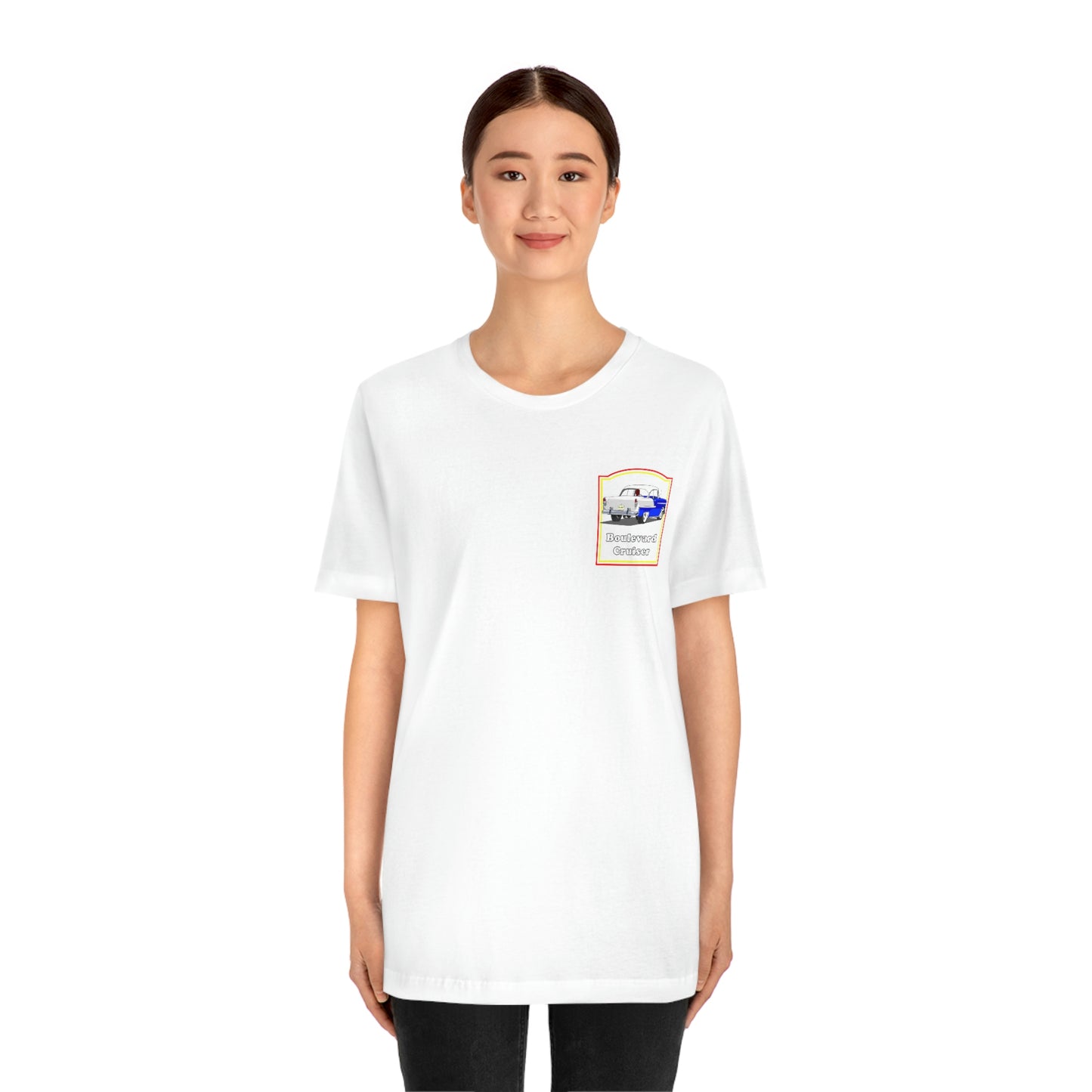 Boulevard Cruiser - Unisex Jersey Short Sleeve Tee - Front and Back Design