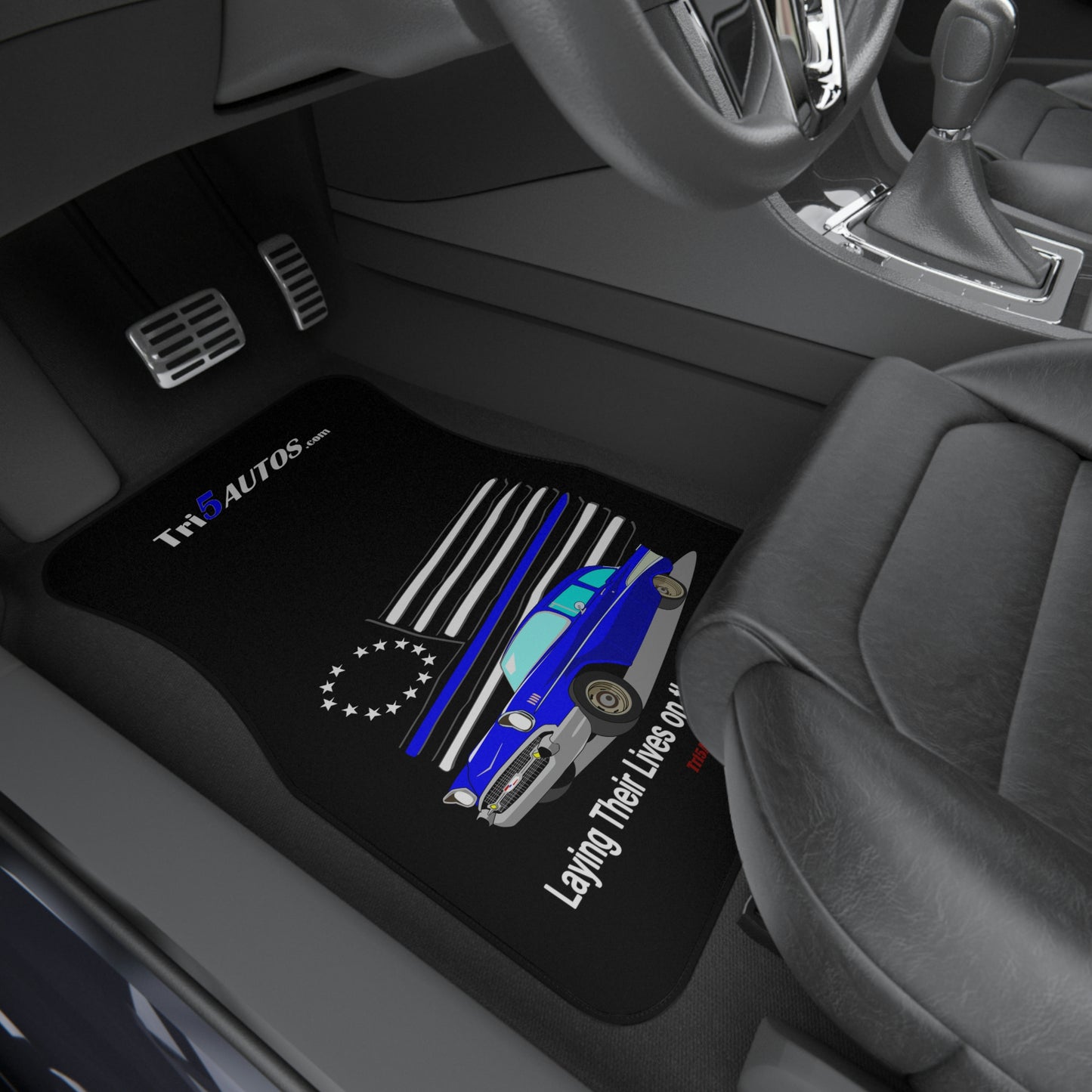 '57 Blue Thin Line  - Blue Chev Car Mats (2x Front)