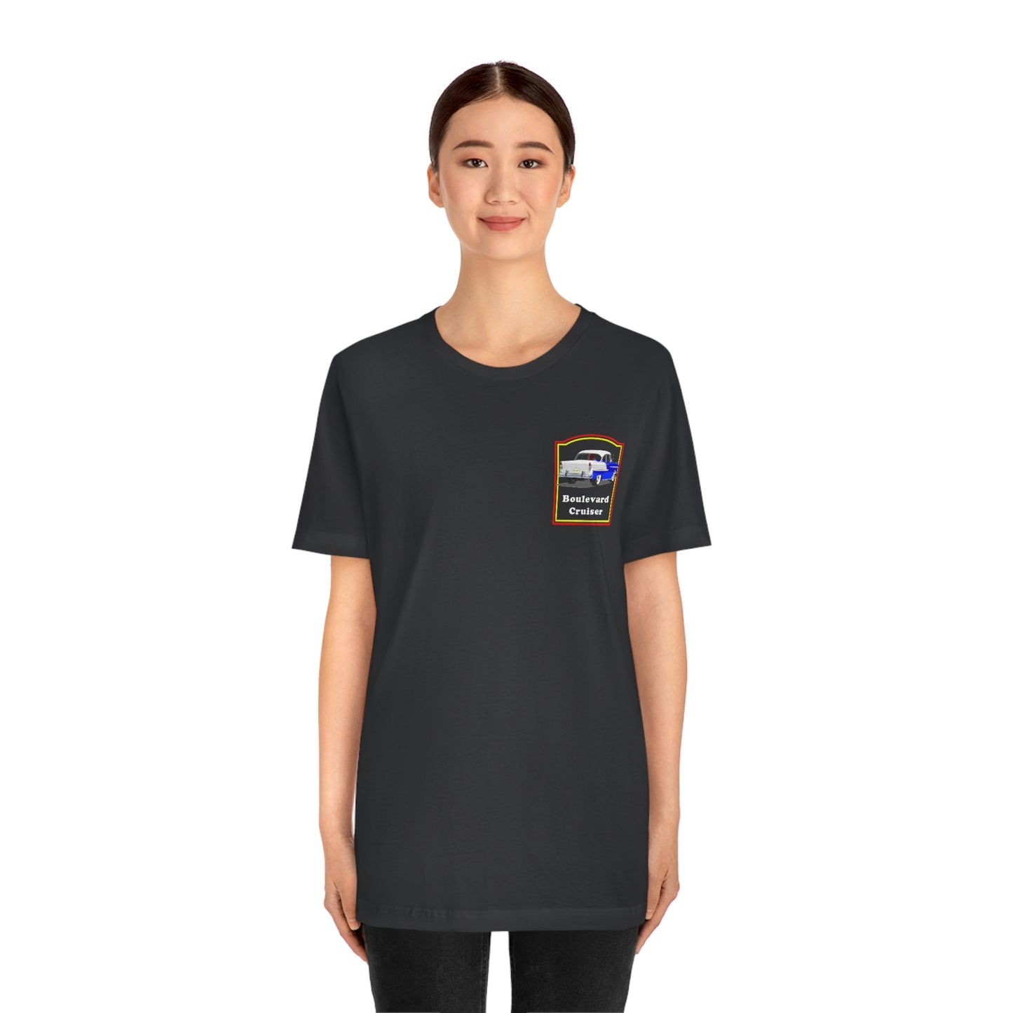 Boulevard Cruiser - Unisex Jersey Short Sleeve Tee - Front and Back Design