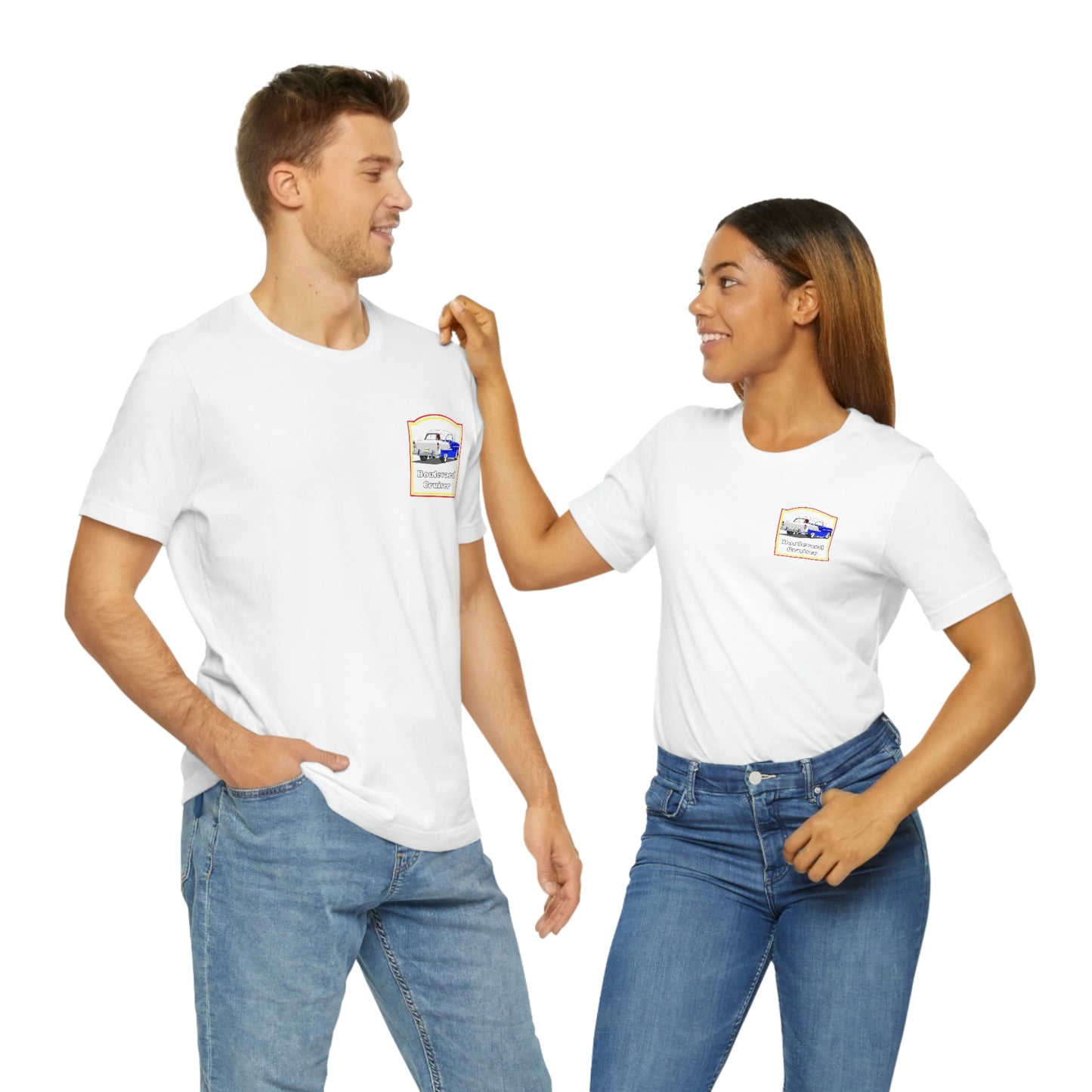 Boulevard Cruiser - Unisex Jersey Short Sleeve Tee - Front and Back Design