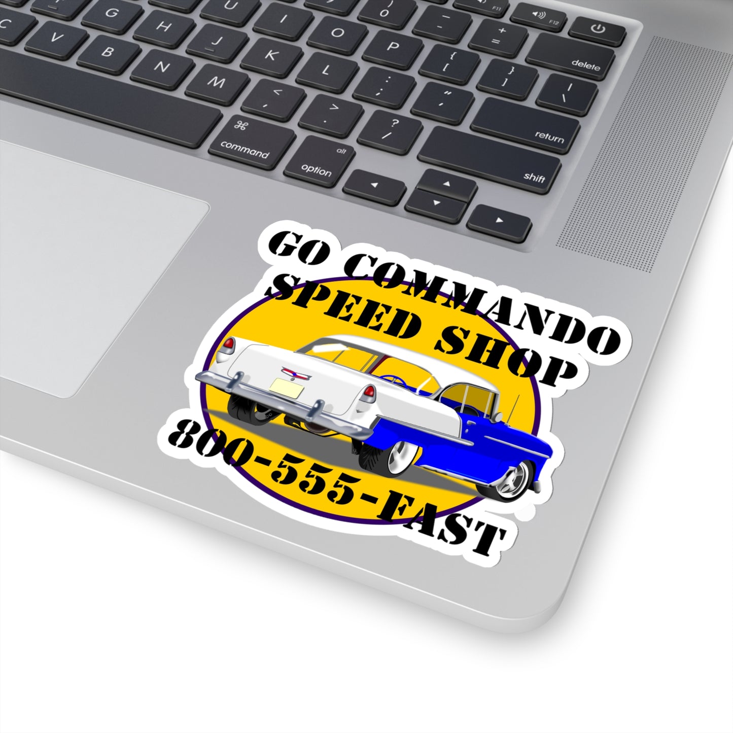 55 Blue Go Commando Speed Shop - Kiss-Cut Stickers