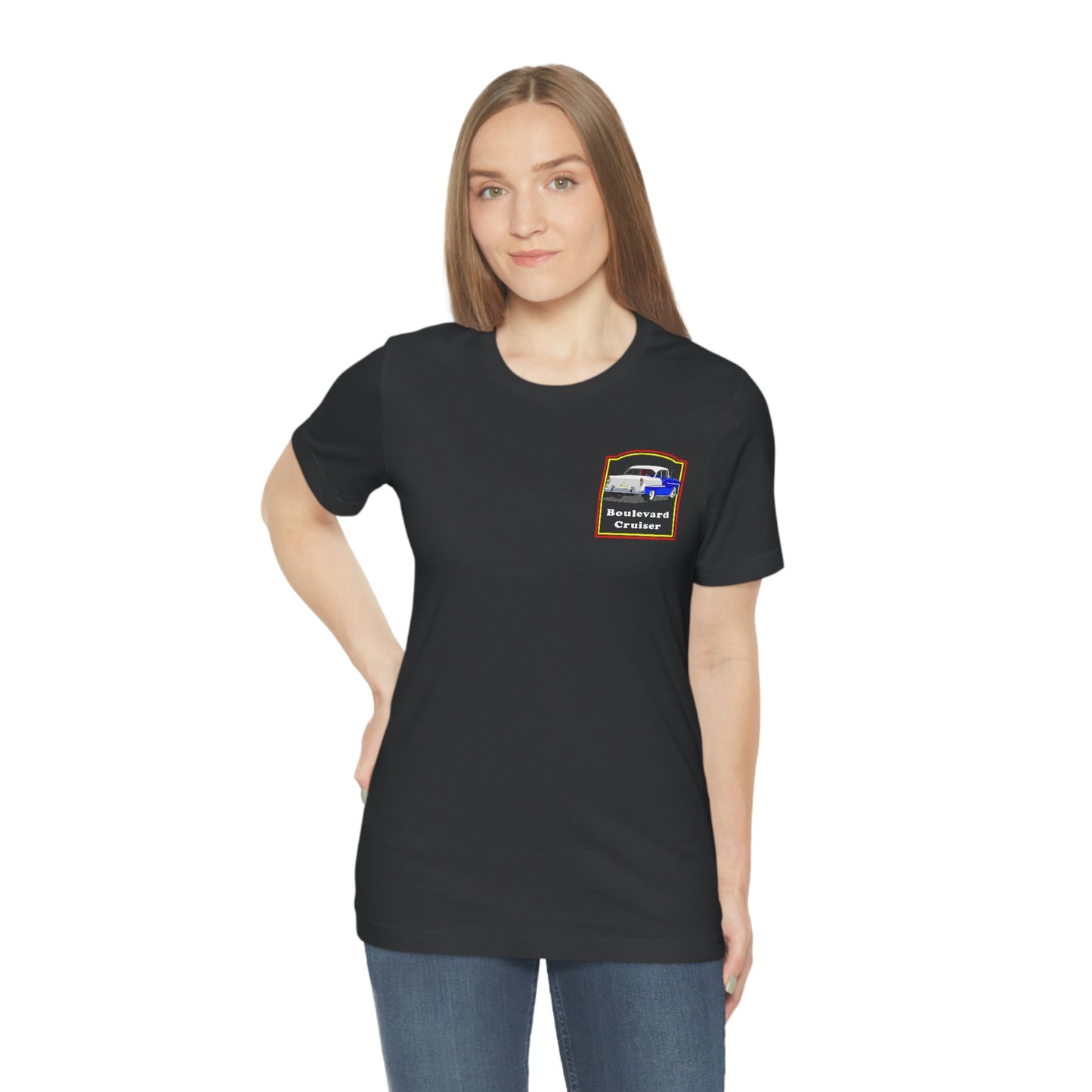 Boulevard Cruiser - Unisex Jersey Short Sleeve Tee - Front and Back Design