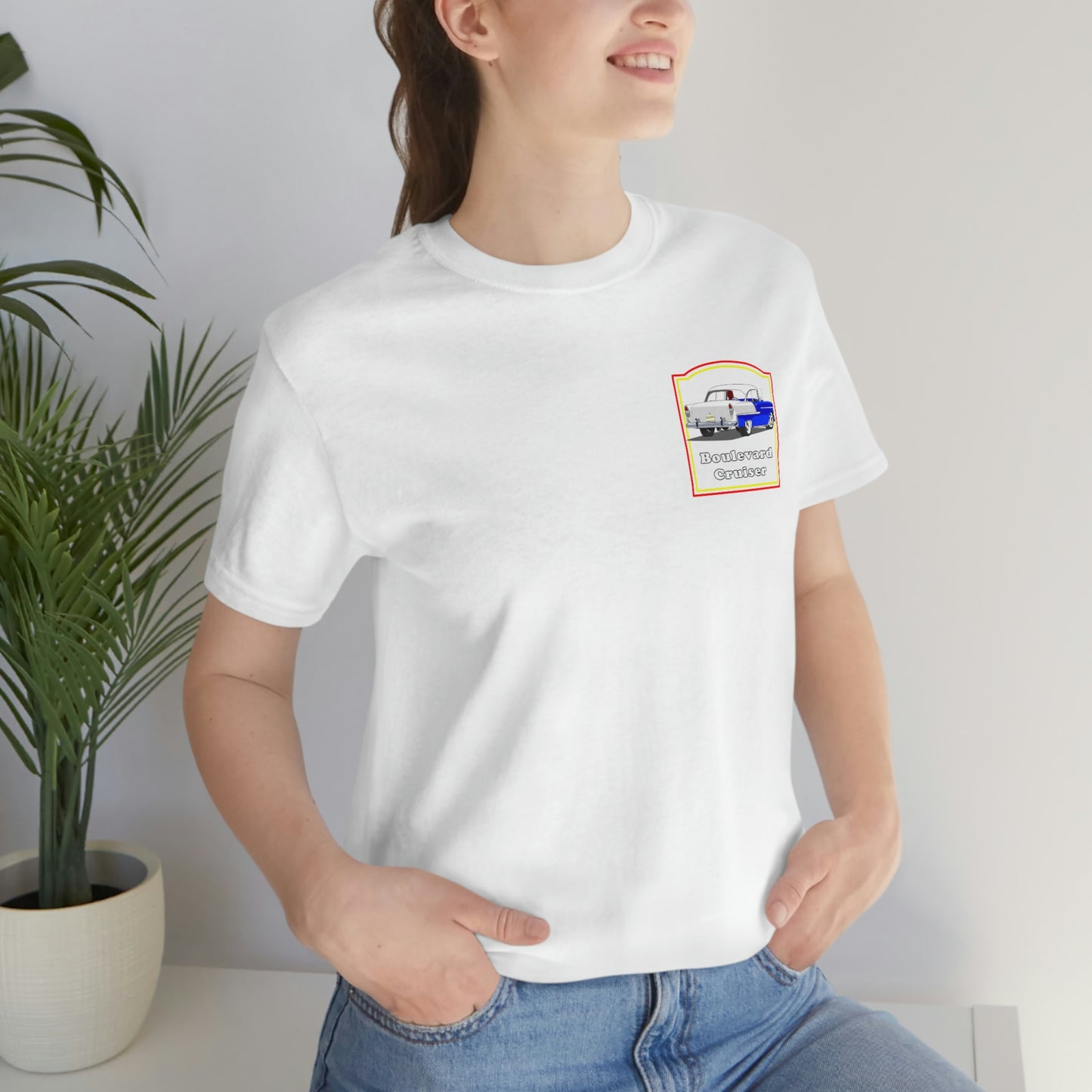 Boulevard Cruiser - Unisex Jersey Short Sleeve Tee - Front and Back Design