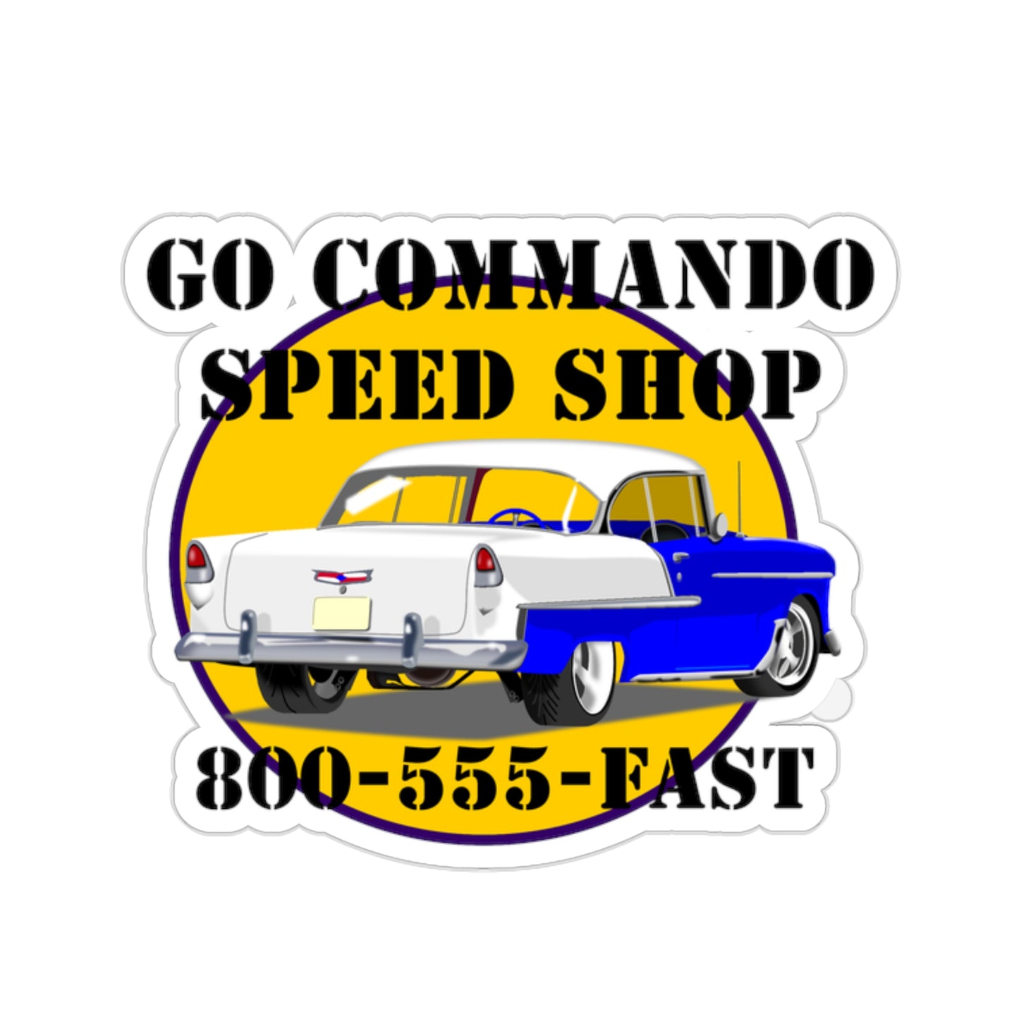 55 Blue Go Commando Speed Shop - Kiss-Cut Stickers