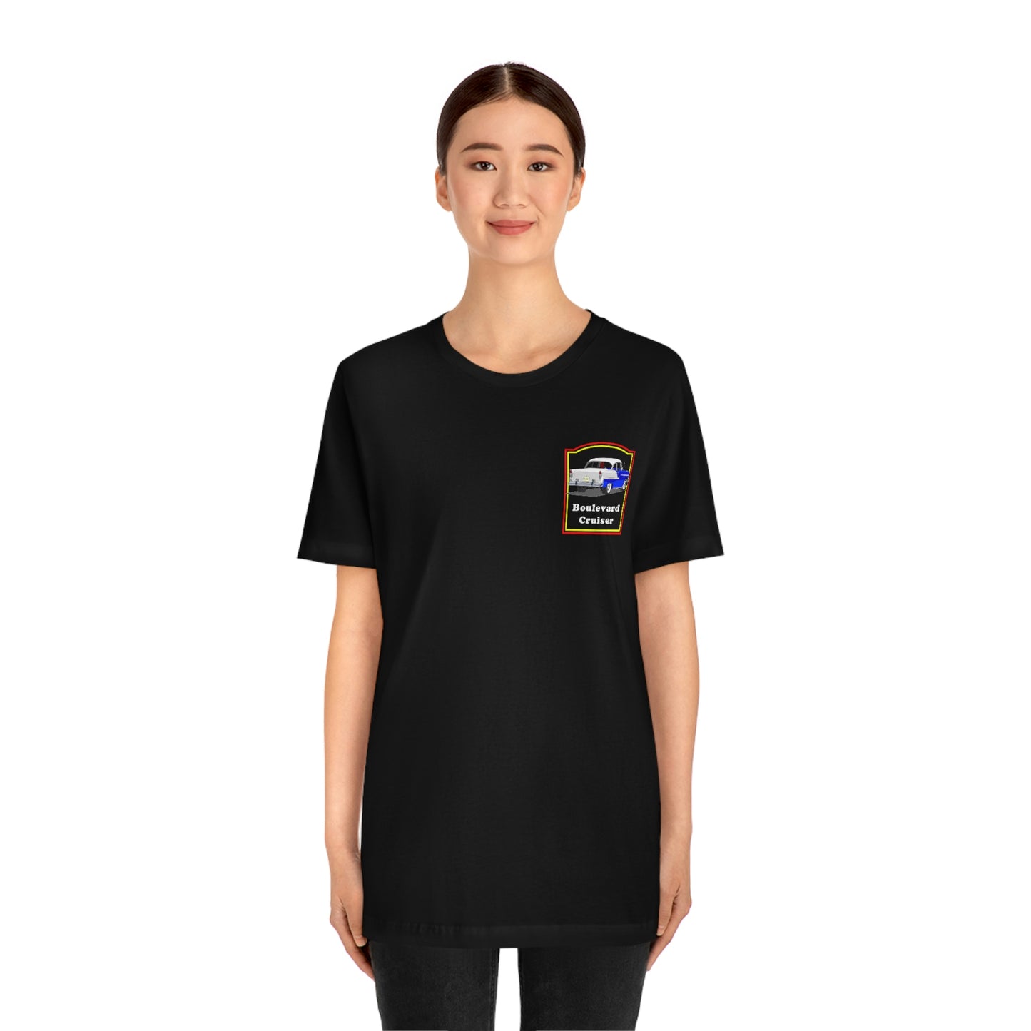 Boulevard Cruiser - Unisex Jersey Short Sleeve Tee - Front and Back Design