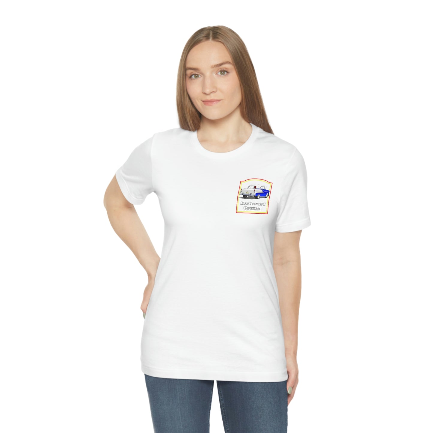 Boulevard Cruiser - Unisex Jersey Short Sleeve Tee - Front and Back Design