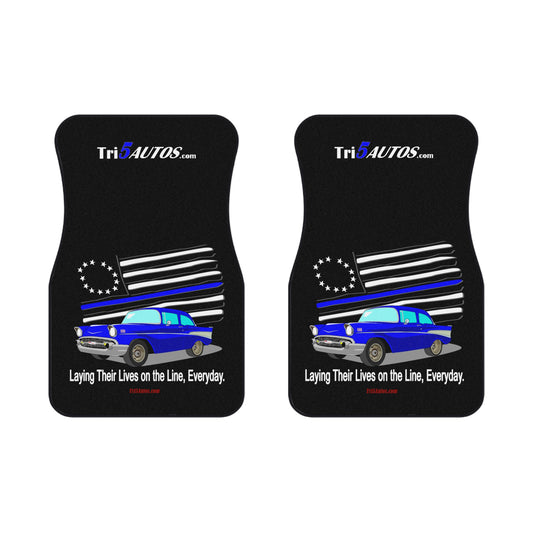 '57 Blue Thin Line  - Blue Chev Car Mats (2x Front)