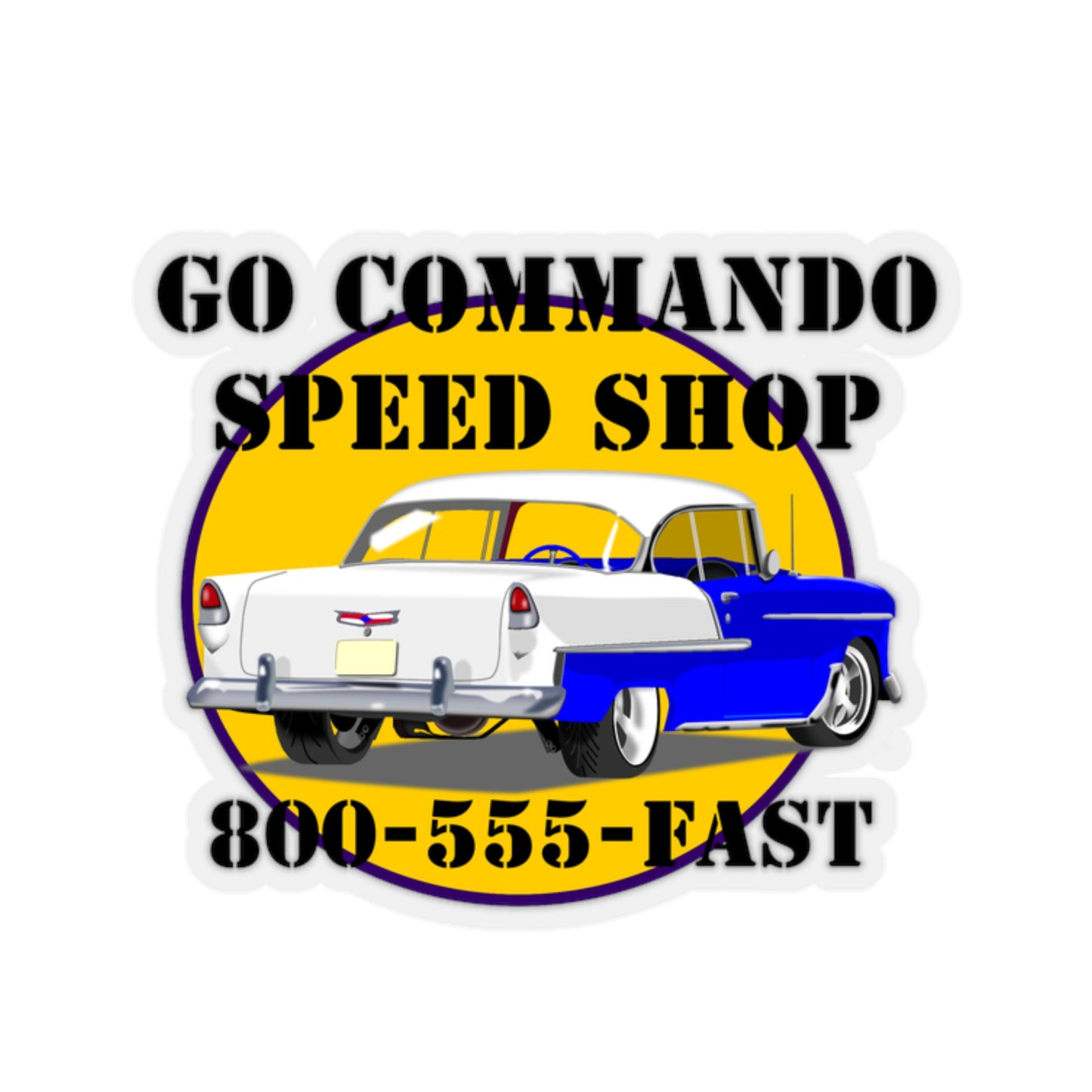 55 Blue Go Commando Speed Shop - Kiss-Cut Stickers