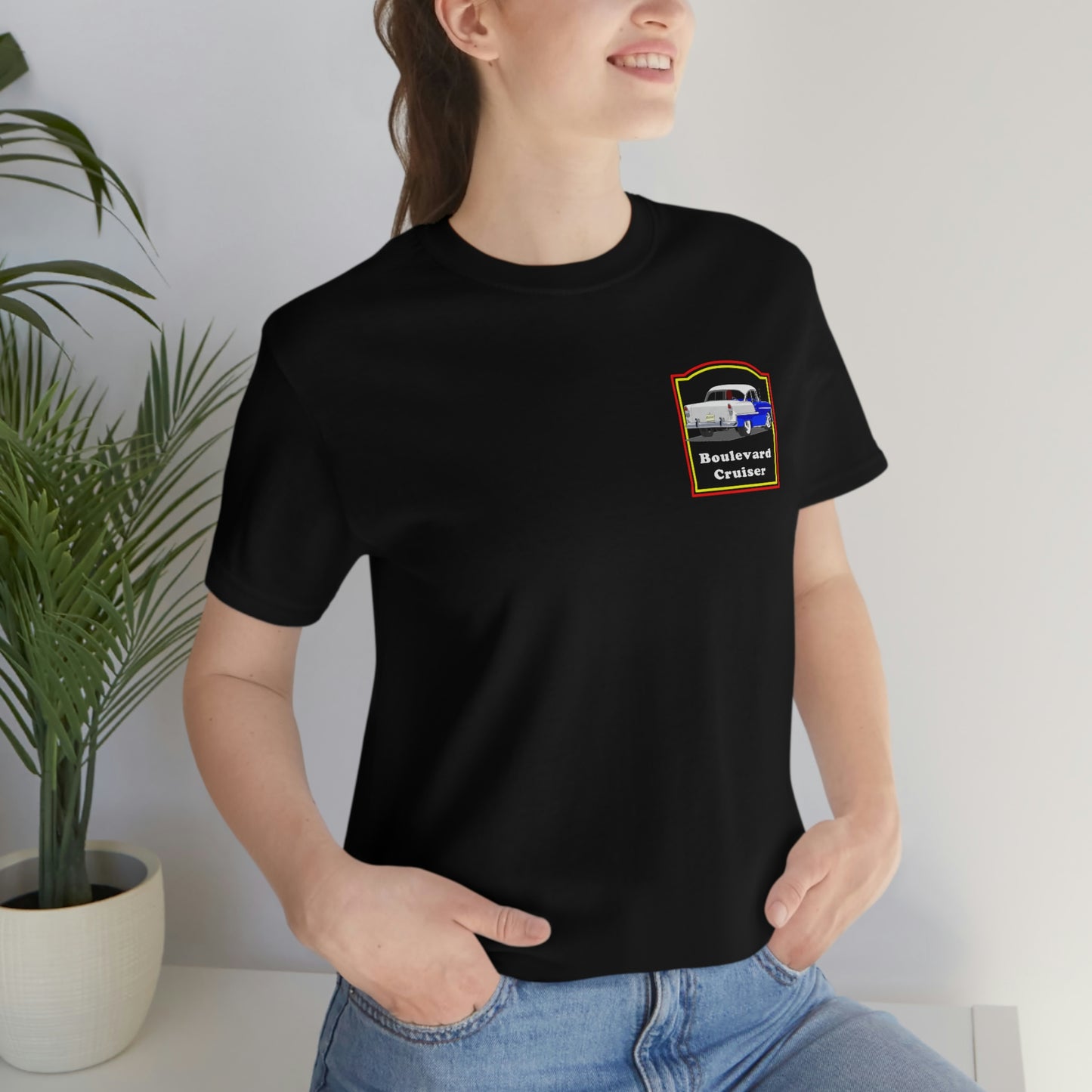 Boulevard Cruiser - Unisex Jersey Short Sleeve Tee - Front and Back Design