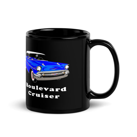 Blue 57 Black Glossy Mug