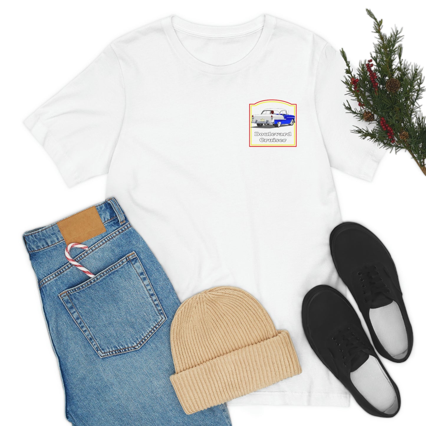 Boulevard Cruiser - Unisex Jersey Short Sleeve Tee - Front and Back Design