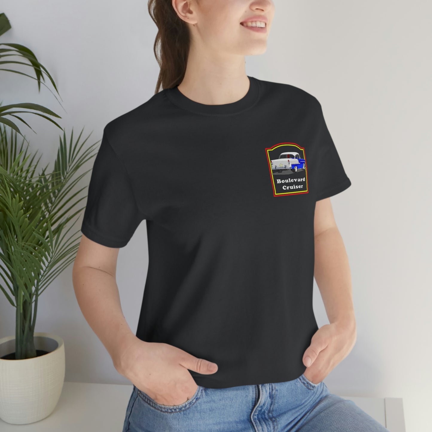 Boulevard Cruiser - Unisex Jersey Short Sleeve Tee - Front and Back Design