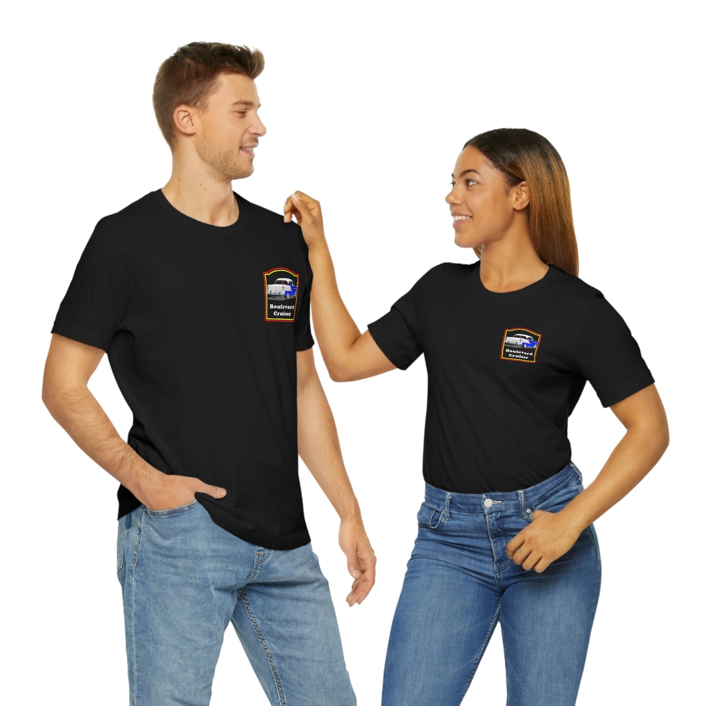 Boulevard Cruiser - Unisex Jersey Short Sleeve Tee - Front and Back Design